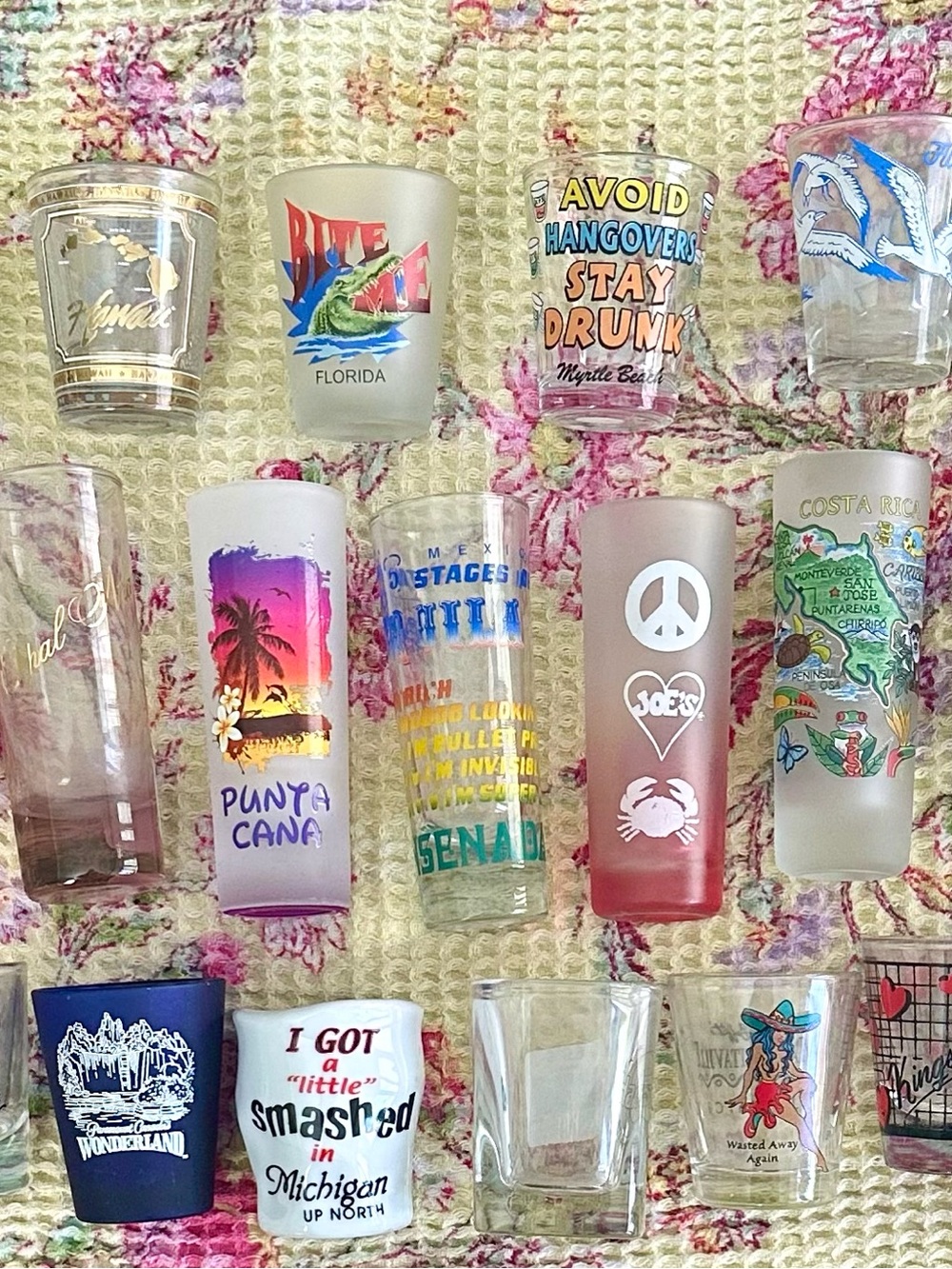 Assorted Souvenir Shot Glasses - Colorful Travel Designs